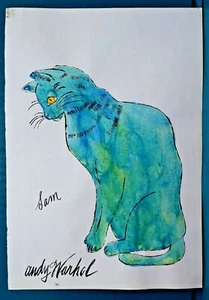 ANDY WARHOL - DIPINTO E DISEGNO, GUAZZO E INCHIOSTRI SU CARTA VECCHIA, FIRMATO, ARTE, VINTAGE - Foto 1 di 6