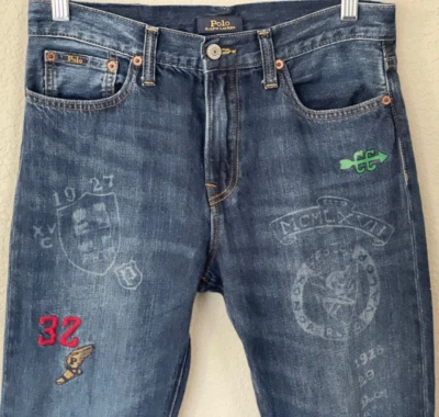 POLO RALPH LAUREN Youth Boys Sz 18 Logo Graffiti Embroidered Sullivan Slim Jeans - Image 1 of 4
