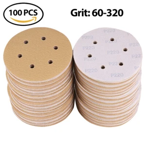 100 PIEZAS discos de lijado de bucle de gancho de 6" pulgadas 60 80 120 150 180 220 320 papel de lija de arena - Imagen 1 de 8
