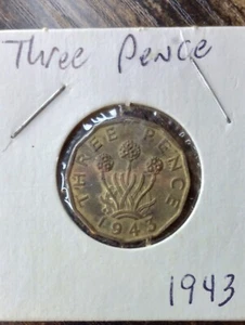 1943 Georgian Three Pence Old Great Britain coin in good condition. - Picture 1 of 2