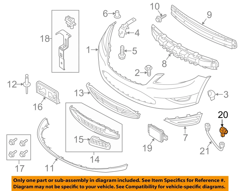 Componentes de parachoques Continental Ford OEM 10-20 - Sensor de estacionamiento EM2Z15K859ABPTM Foto 1 de 2