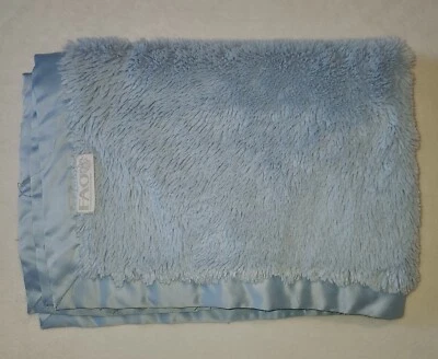 FAO Blue Baby Blanket Faux Fuzzy Fur Satin Trim Back Babies R Us - Image 1 of 3