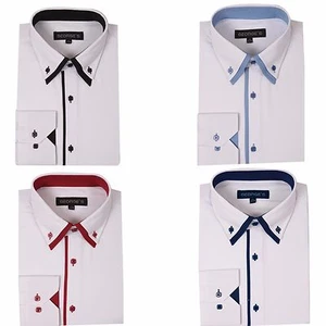 Men 's dress shirts 60% Cotton 40% Polyester Trim Collar and Button down AH618 - Picture 1 of 9