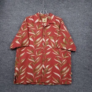 Joe Marlin Shirt Mens L Large Button-Up Red Tropical Print Shirt Sleeves - Picture 1 of 11