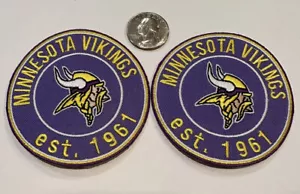 (2)-Minnesota Vikings vintage Style embroidered iron on Patches 3”x 3” Bea - Picture 1 of 3