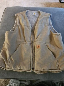 Carhartt Vest Mens XLarge USA Union Made Fleece Lined Brown Vintage USA - Picture 1 of 5
