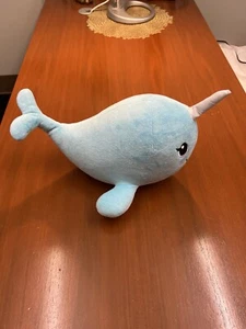 Build A Bear BAB Plush Light Blue Sparkle Narwhal Unicorn Sea Glitter Whale - Picture 1 of 16