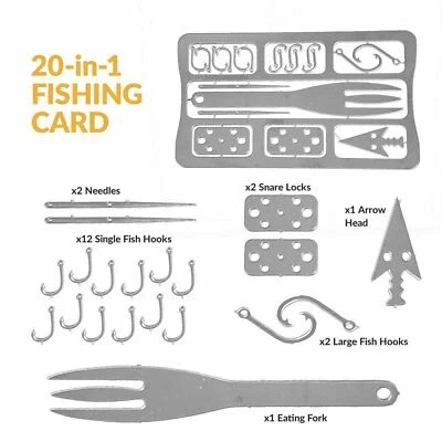 KAESER WILDERNESS SUPPLY Survival Outdoor 20-1 Multi Functional Fork Fishing Hooks Needles Lures Arrow