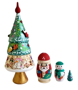 SAPIN DE NOEL ROUGE VERT - DECORATION DE NOEL PEINTE PAR SVIRIDOVA - Picture 1 of 1