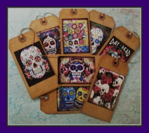 TAG DER TOTEN SUGAR SKULLS - PRIMITIVE HÄNGEETIKETTEN - 8er SET - Bild 1 von 3