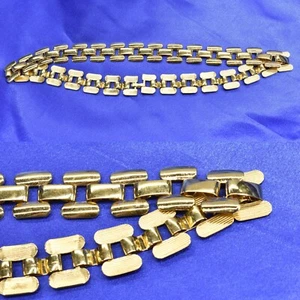 Vintage TRIFARI Gold Tone Necklace Wide Link Men's 17.5" - Picture 1 of 2