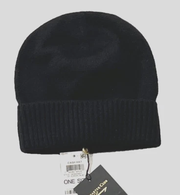 Gorro Charter Club para mujer 100 % cachemir negro con puños - talla única - venta al por menor $79,50 Foto 1 de 4