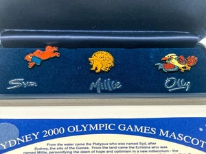 2000 Sydney Olympic Games 3 Piece Mascot Pin Set - Syd, Millie & Olly Pins - Picture 1 of 6