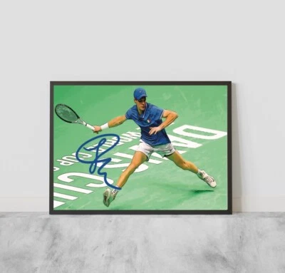 Jannik Sinner Autografo vittoria Coppa Davis Italia Idea Regalo Cornice poster - Immagine 1 di 3