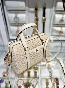 Michael Kors Small Crossbody Handbag Purse Bag Handbag Shoulder Pale Gold Multi - Picture 1 of 16