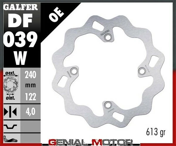 Galfer Rear Brake Disc Wave Fixed 240X4mm Honda Cr 125 R 1998>2001 - Image 1 of 1