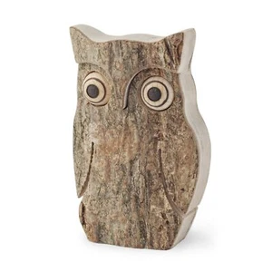 Wood Owl Decor, Owl Figurines Wildlife Bird Owl Statue Rustic Sculpture X-Small - Picture 1 of 4
