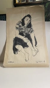 Zippora Brenner (1917-2010) Seated Young Woman Ink On Paper Original 16X10” - Picture 1 of 7