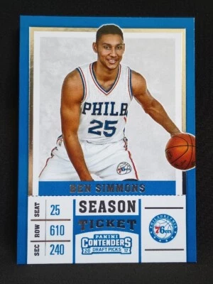 2017 Contenders Draft Picks Ben Simmons #3 Philadelphia 76ers White Jersey - Image 1 of 2