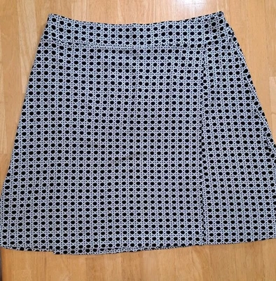 Falda envolvente Ann Taylor blanca y negra tejido geométrico patrón de caña talla L Foto 1 de 4