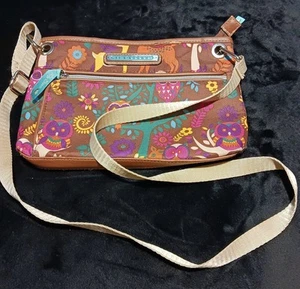 Lily Bloom Crossbody Handbag Purse Owls Paisley Pattern Adjustable Strap - Picture 1 of 8