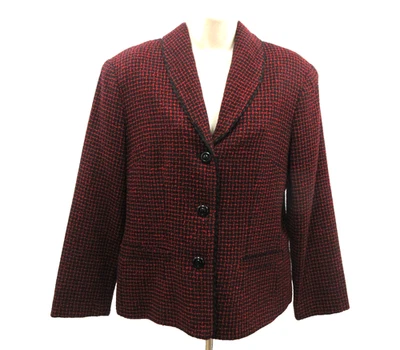 Chaqueta Blazer Mujer Perceptions Talla 10 Texturizada Negra Roja 3 Botones Carrera Foto 1 de 4