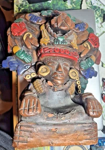 Vintage Zapoteken Terrakotta Skulptur Azteken Maya Mexiko 12" Volk heidnisches Bildnis - Bild 1 von 4
