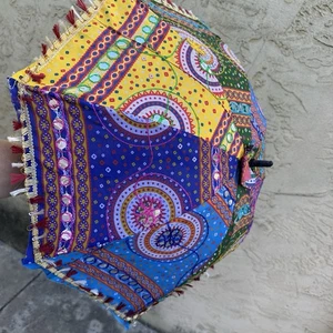 Ombrello indiano fatto a mano matrimonio Sangeet Mehendi Diwali, cotone, difetto - Foto 1 di 6
