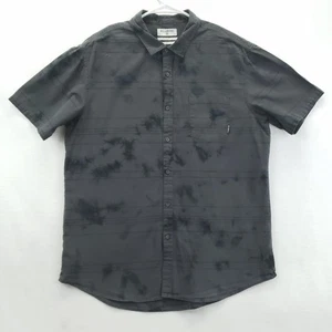 Billabong Shirt Mens Large Black Gray Short Sleeve Button Up Tie Dye Pocket - Picture 1 of 10