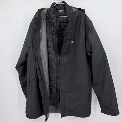Outdoor Research Foray 3 合 1 Parka 雨衣和 Puffer 尺寸 XL 男式 GORE-TEX — 第 1/4 张图片