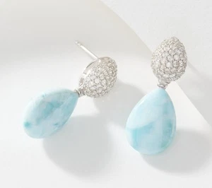 Pendientes colgantes Larimar en forma de pera de plata de ley Affinity Gems - Imagen 1 de 1
