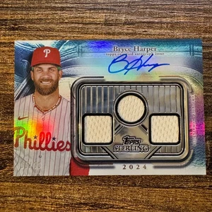 2024 Topps Sterling Bryce Harper #SSA-BH Blue Triple Relic Auto #05/10 Phillies - Picture 1 of 2