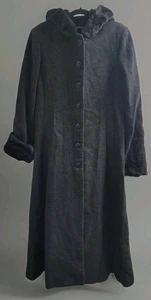 Donnybrook Longline Wool Blend Hooded Trench Coat Size 8 Comfy Winter Preppy - Picture 1 of 13