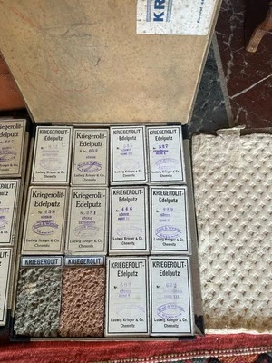 KRIEGEROLIT —-EDELPUTZ , STEINPUTZ, SPRITZPUTZ- VerkaufsMuster ..Top  -um 1930 - Bild 1 von 4