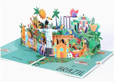 TARJETA EMERGENTE 3D - Carnaval Brasileño, Perfecto para Cumpleaños, Fiestas Foto 1 de 4