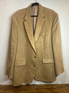Chaps Jacket Beige Tan Brown Suede Polyester Blazer Sport Coat 48L - Picture 1 of 13