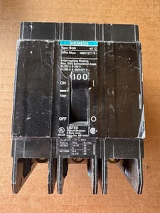 Siemens BQD3100 Bolt-on Circuit Breaker 3P 100A 240/480Y/277V Tested - Picture 1 of 3
