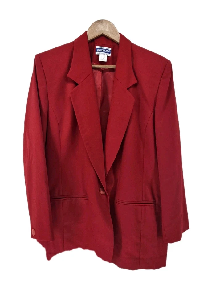 Blazer Pendleton Clásico Mujer Talla 12 Rojo 100% Lana Virgen Abrigo Chaqueta Foto 1 de 4