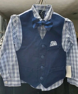 NWT Nautica Boys Size 4 Dress Shirt, Tie And Vest w/pocket square - Picture 1 of 6
