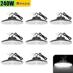 UFO LED High Bay Lights 5000K 240W for Warehouse Workshop Gym Garage Barn 8 Pack - Picture 1 of 14