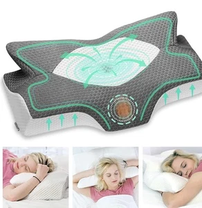Cervical Memory Foam Pillow for Neck and Shoulder Pain, Ergonomic Orthopedic Sle - Picture 1 of 8