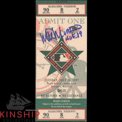 Mike Mussina signed 1993 All Star Game Ticket JSA COA Inscribed HOF Auto Z2388 - Image 1 of 3