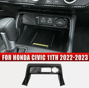 For Honda Civic 11th 2022-2023 Carbon Fiber Console Cigarette Lighter Cover Trim - Picture 1 of 5