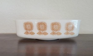 Federal Milk Glass Vintage Rectangular Baking Dish Sunflower Pattern - Picture 1 of 6