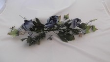 21" Silk & Parchment Two Tone Blue Rose Flower Swag