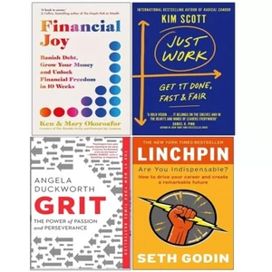 Financial Joy Ken Okoroafor,Grit,Linchpin Seth Godin, Just Work (HB) 4 Books Set - Picture 1 of 5