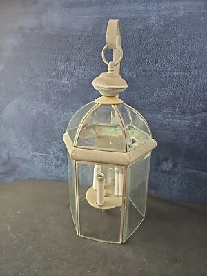 Enorme lámpara exterior vintage E99142"ST" latón macizo acabado Verdi 22" X 10" Foto 1 de 4