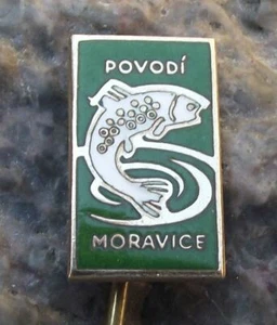Antique State Fisheries Moravice Czechoslovakia Leaping Trout Fish Pin Badge - Picture 1 of 2