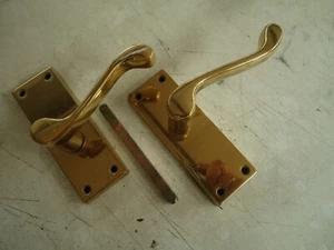 Victorian Scroll Lever Latch Backplate 118 x 43mm Polished Brass Lot1122 - Picture 1 of 3