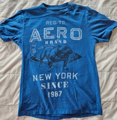 男孩 Aeropostale 蓝色 T 恤/美国 SIZE S/P/ 男孩服装/男孩运动服 — 第 1/4 张图片